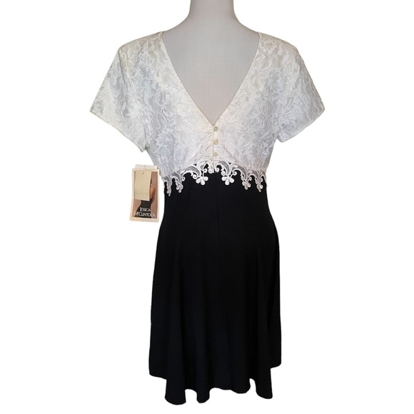 VTG 90s Gunne Sax Jessica McClintock Black White Lace Dress NWT NOS HoCo - Picture 7 of 16